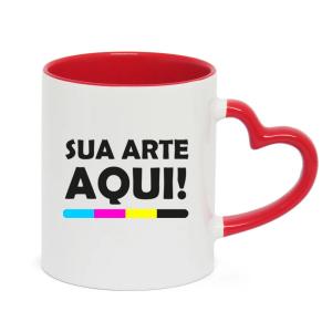 Caneca Branca c/ Alça Coração Personalizada      