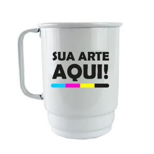 Caneca de Alumínio Branca Personalizada      